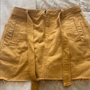 yellow jean skirt